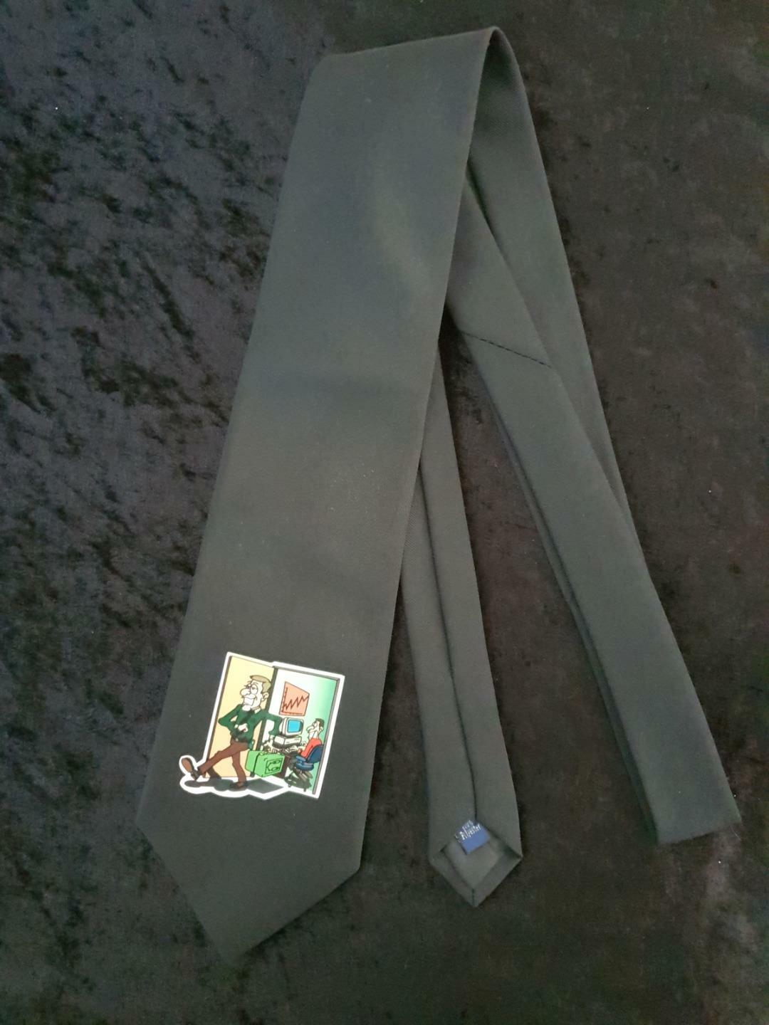 VINTAGE DEBENHAMS COMIC TIE – COMPUTER SHARE INVESTOR CARTOON MAN TIE – NEW