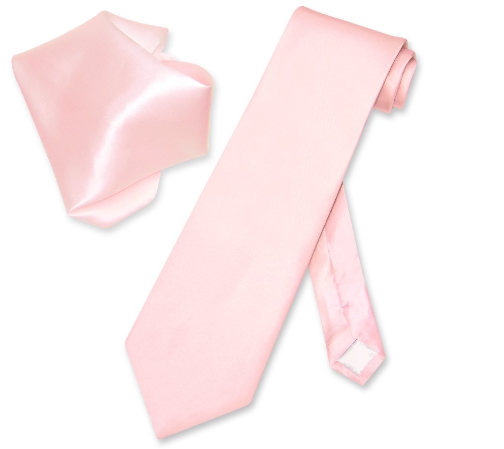 Biagio 100% SILK Solid LIGHT PINK Color NeckTie Handkerchief Mens Neck Tie Set