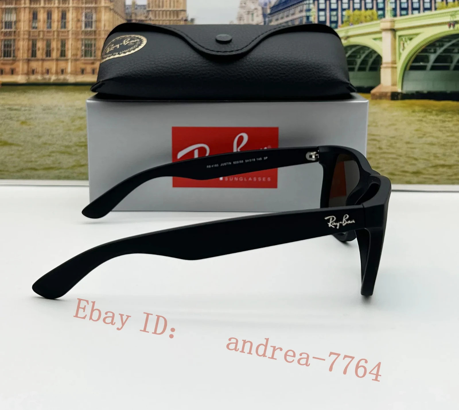 Ray-Ban RB4165 Justin Sunglasses Polarized Blue Lens Matte Black Frame 54mm Men