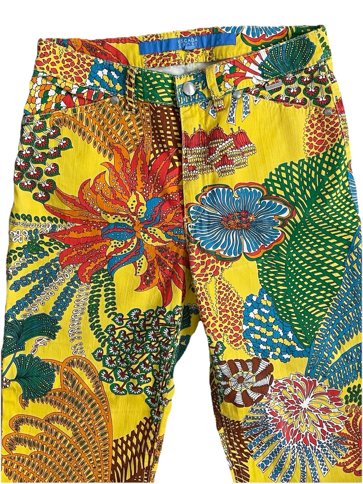 ESCADA Sport TROPICAL Floral JEANS Size Small CRUISE Resort PANTS Euro Size 34