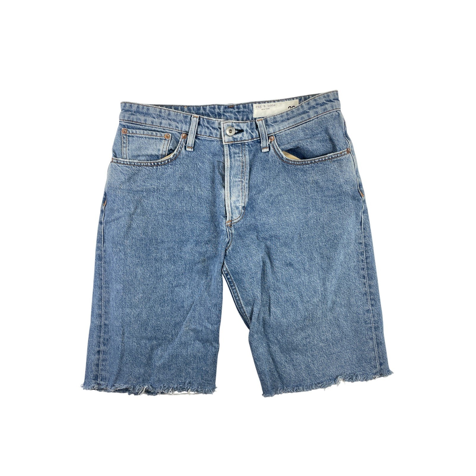Rag & Bone Denim Shorts Women’s Size 28 Blue Button Fly Frayed Hem Casual Jean