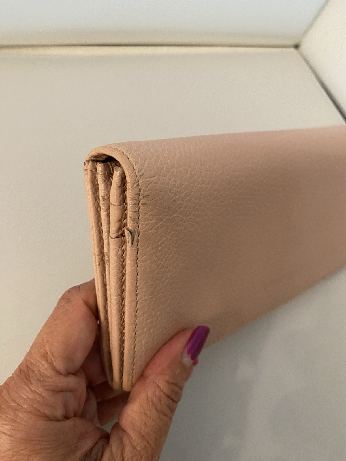 Longchamp Veau Foulonme Continental Leather Long Wallet,Powder Pink