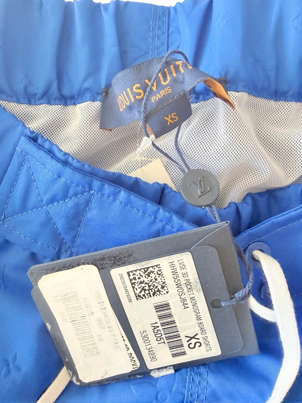 Louis Vuitton 2022 LV Monogram 3D Pocket Swim Trunks Blue XS NWT Virgil Abloh
