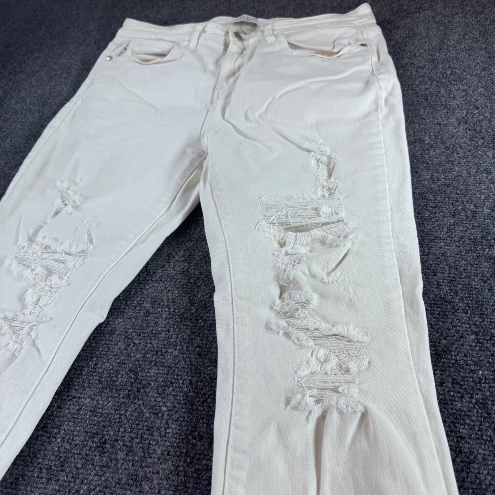 Judy Blue Skinny Jeans Womens 13/31 White Distressed Ripped High Rise