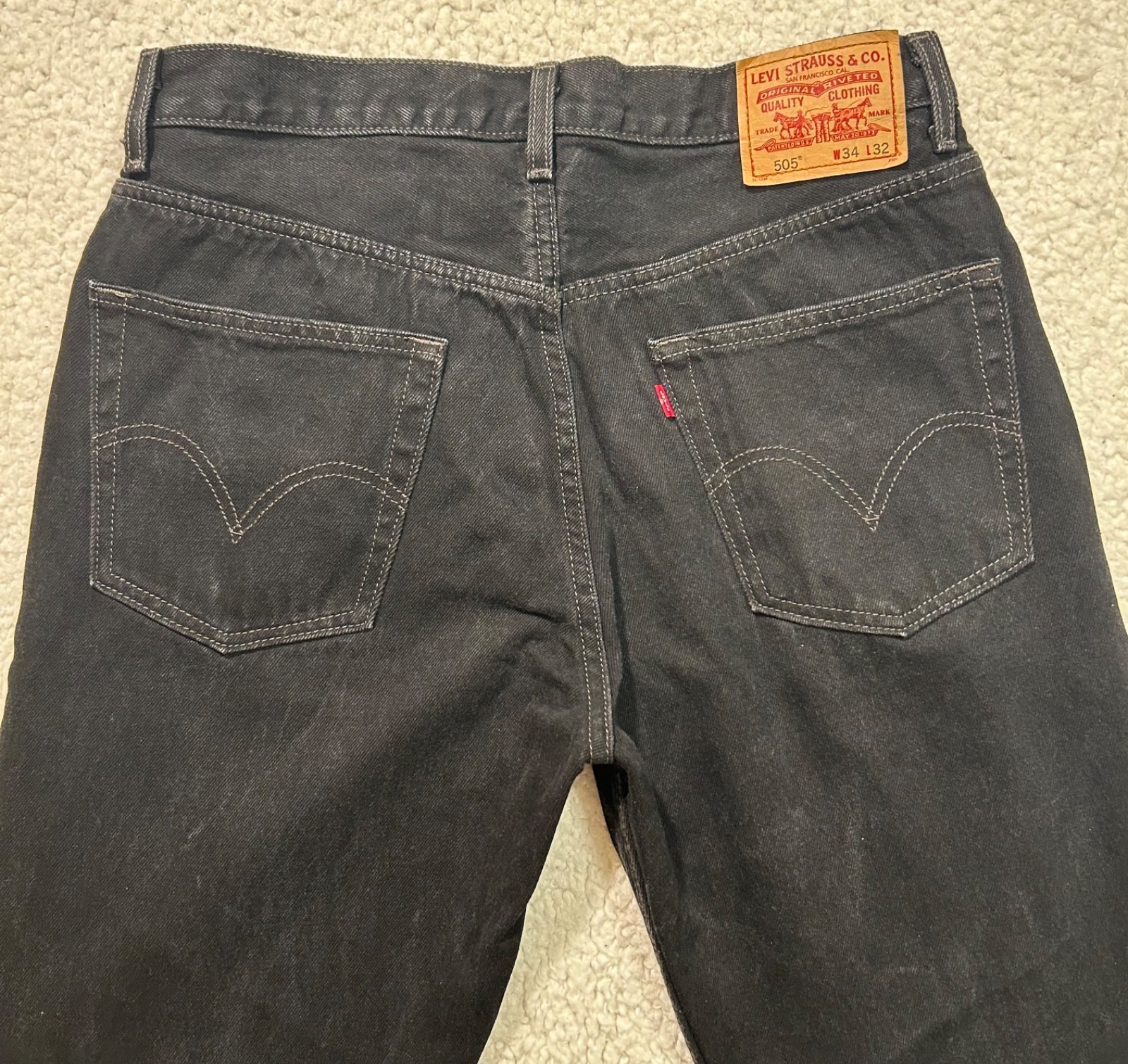 Levi’s 505 Regular Fit Mens Jeans Black Size 34×32 100% Cotton READ FIRST
