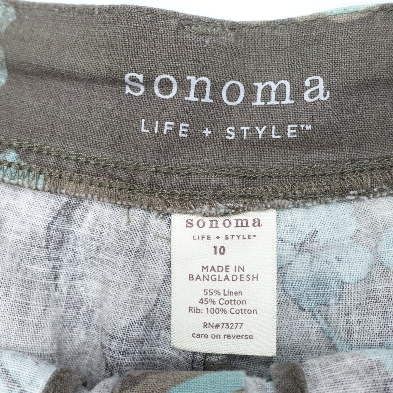 Sonoma Life Style Modern Skirt Skort Women 10 Brown Floral High Waisted 2-Button