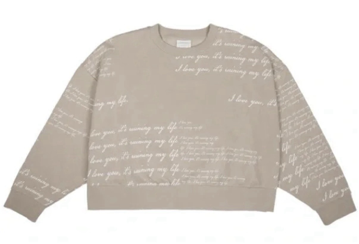 Taylor Swift I LOVE YOU IT’S RUINING MY LIFE BOXY CROPPED CREWNECK | Sz Medium M