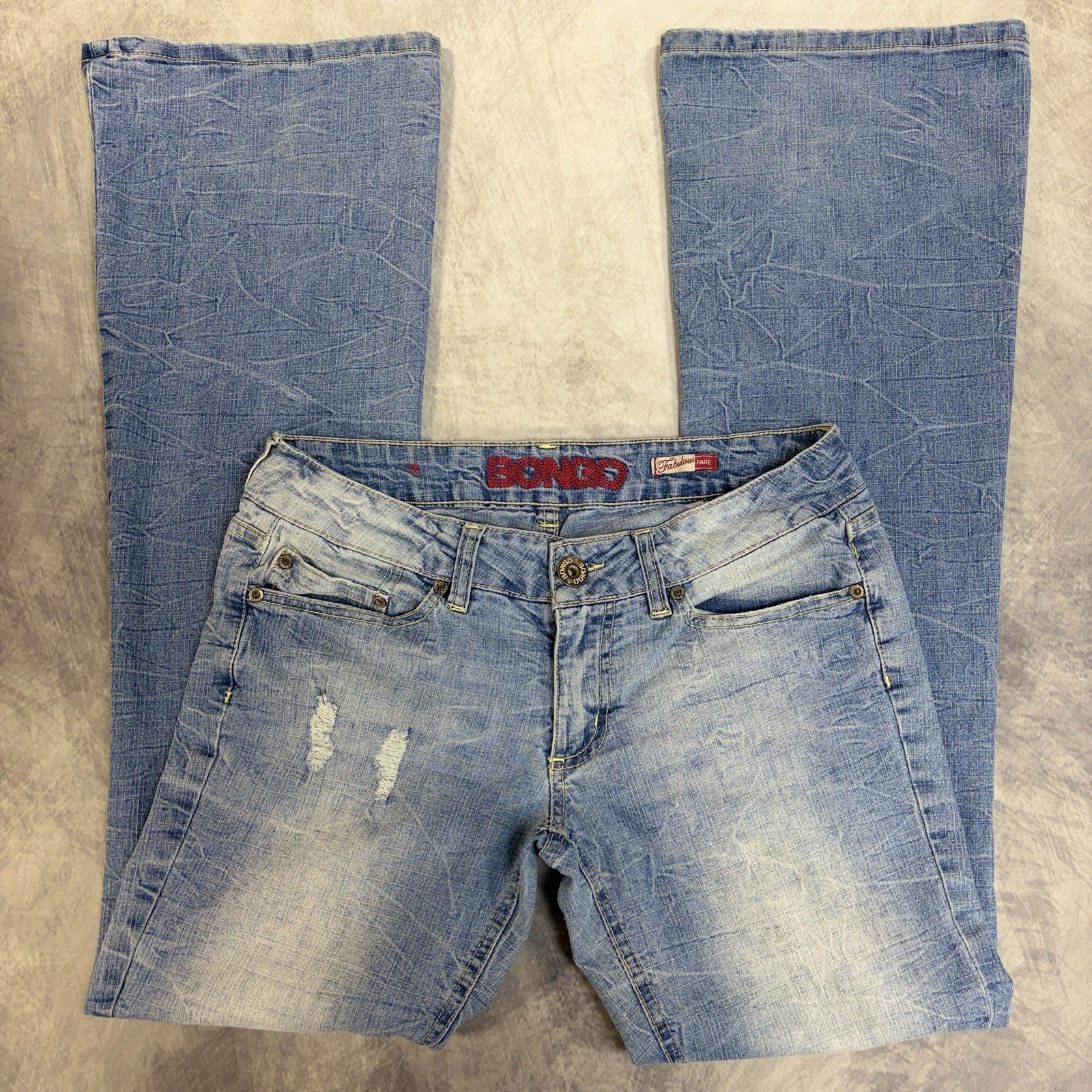 Y2K Vintage Bongo Fabulous Flare Jeans Juniors 5 Light Wash Low Rise