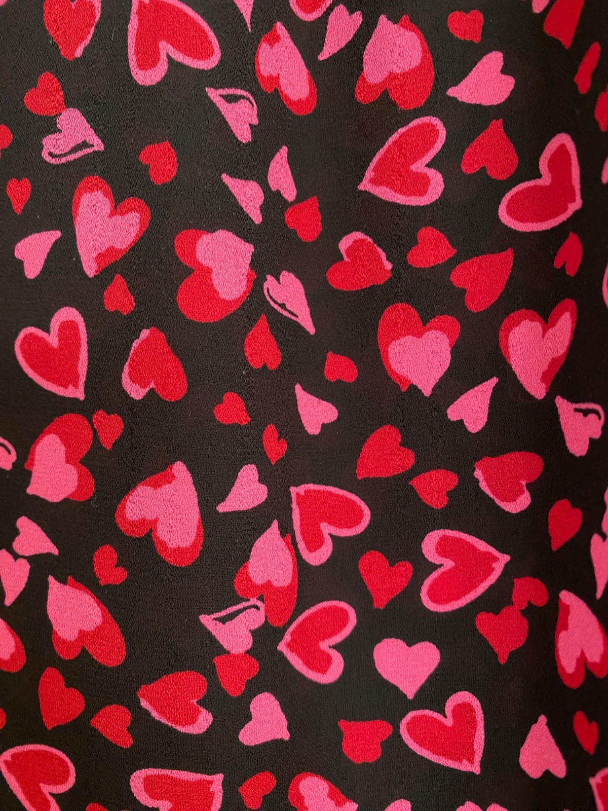Torrid Top Blouse Womens 1x Heart Pink Black Georgette Business Casual Valentine