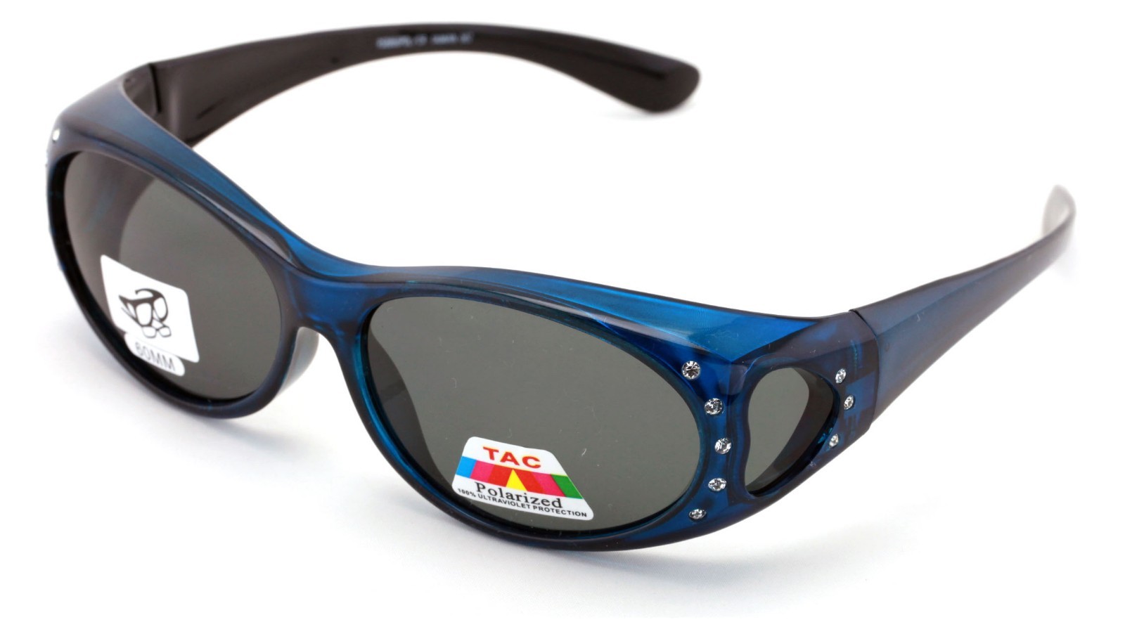 Womens Polarized Fit Over Glasses Sunglasses Rhinestone Rectangular Heart 60mm