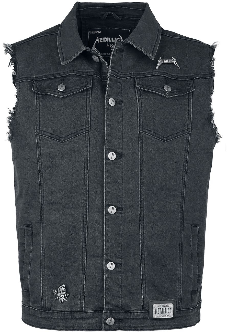 Metallica Vest Jacket Thrash Metal Band Sleeveless Denim Men’s Black Jean Jacket