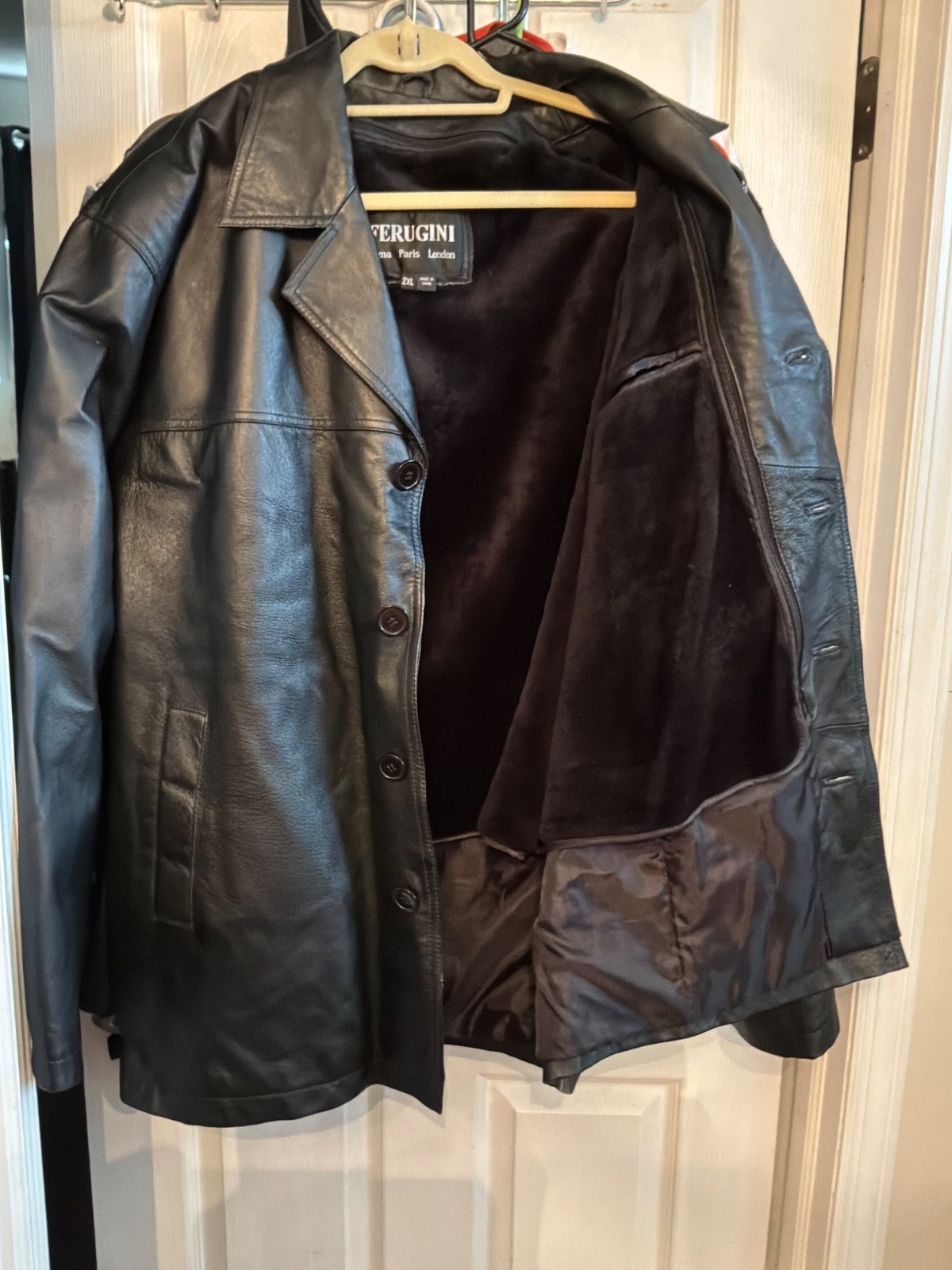 Mens Ferugini leather jacket with removal insulated lining 2 X