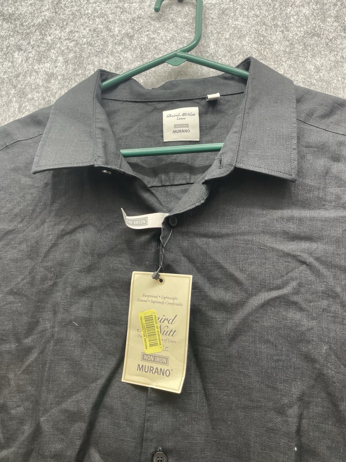Murano Baird McNutt Men’s 100% Linen Shirt Black 2XB Tall Button-Up NWT New