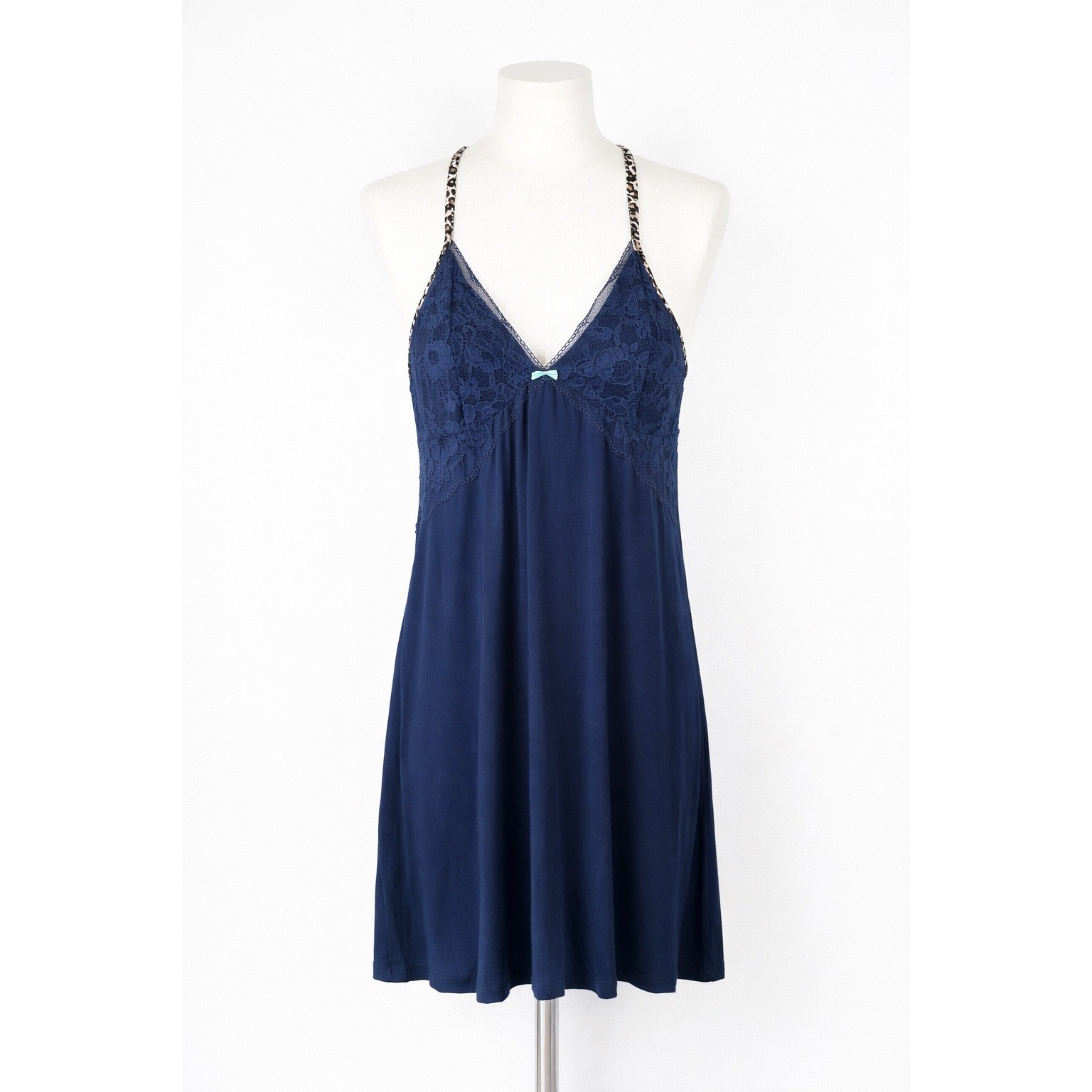 Victoria’s Secret Chemise Nightgown Women Small Blue Leopard Lace Slip 11054386