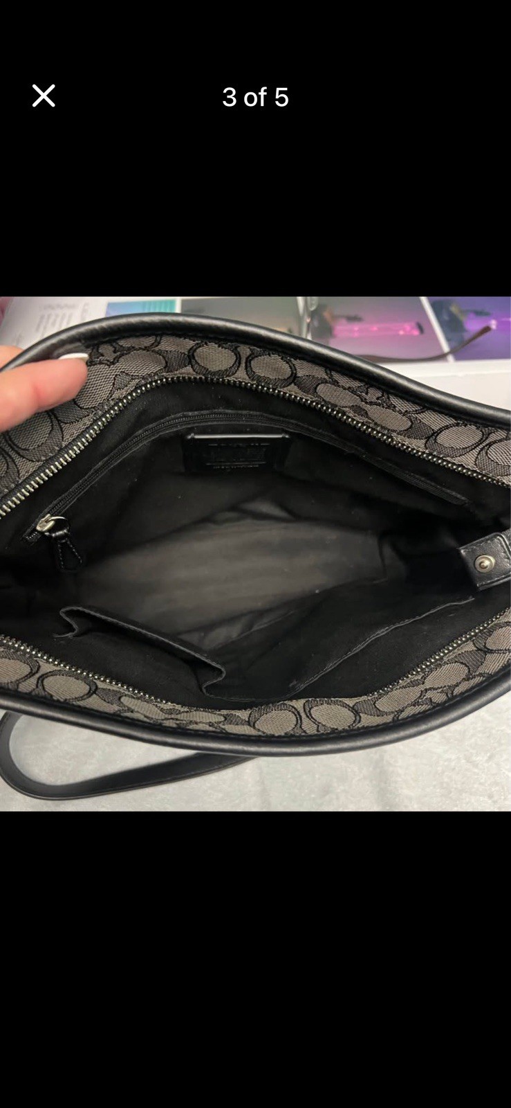 Coach Signature Jacquard Canvas/Leather Gray & Black Tote Bag