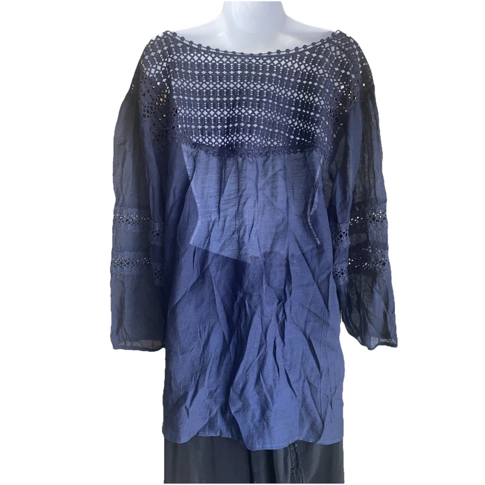 Maurice’s Plus XXL Boho Sheer Crochet Lace Tunic Blouse Cottagecore Whimsigoth