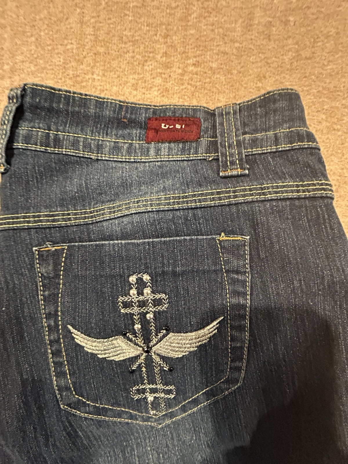 U-51 Jeans Studded Back Pocket Design Size 16