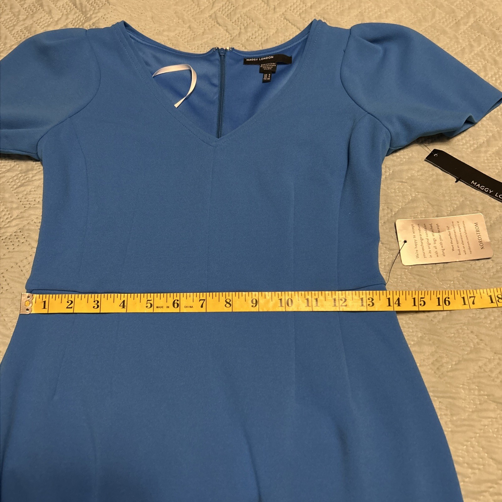 Maggy London Blue Tie Neck ocean blue Dress RN 58142 NWT Women’s Size 0