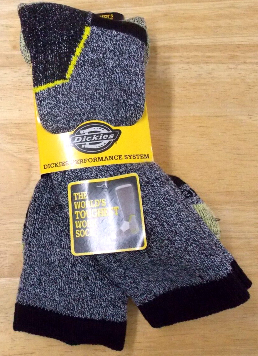 Dickies Made with KEVLAR Crew Sock Men’s Socks I211011, 2 Pair BLK 6-12