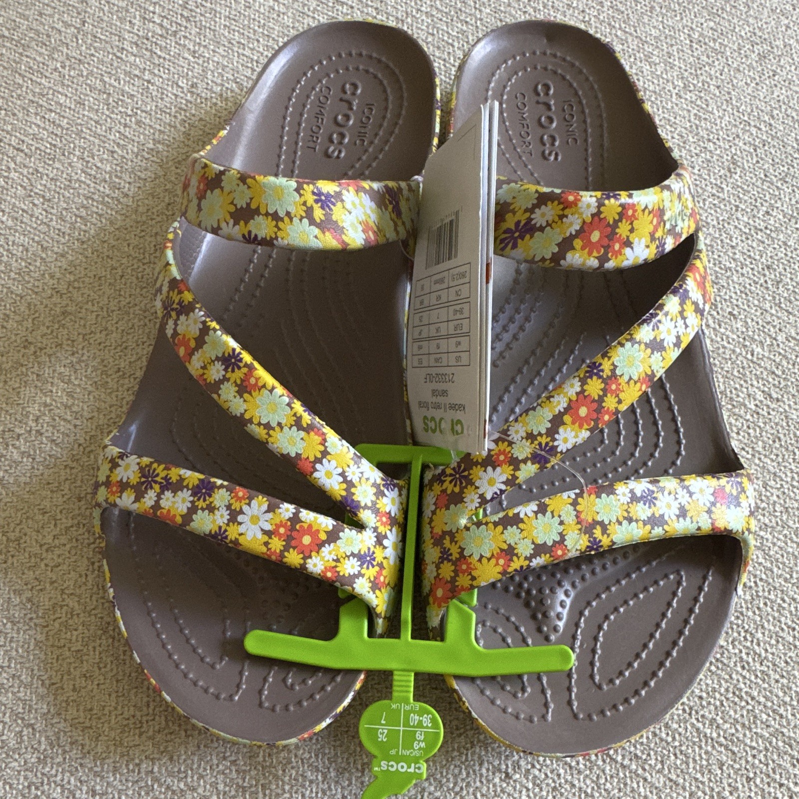 Crocs Women’s Strappy Floral Slip On Sandals Brown/Multicolor US 9 213332-0LF