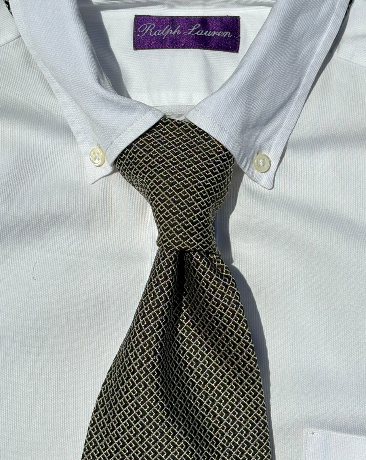 Ralph Lauren Purple Label Blue & Silver Woven Silk Tie – England – $235.00