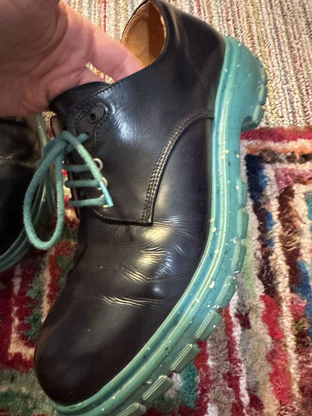 Fluevog EXCELLENT Official Tuesday Classic everyday blue/turquoise derby -12