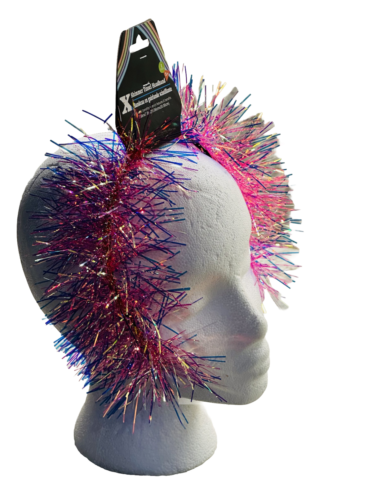 X Shimmer Tinsel Headband 1 Ct 3+ 7.5 X 7.9 Inches- pink
