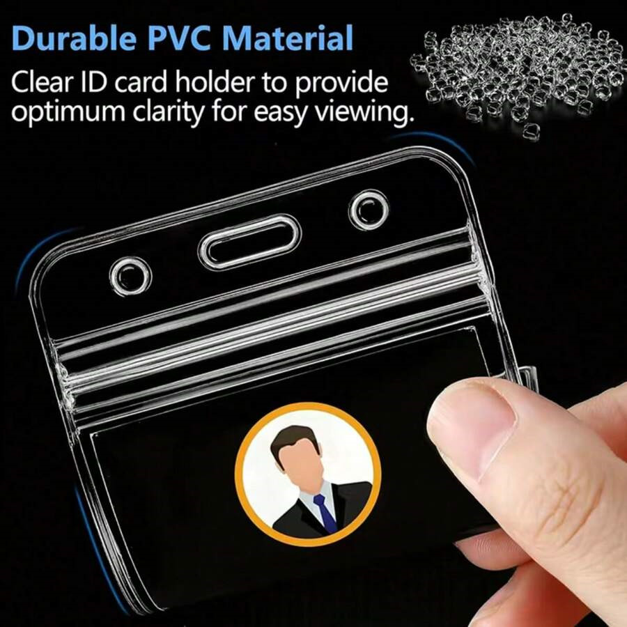 ID Card Badge Holder Vertical Clear soft Plastic Waterproof Business Case 10 Pcs