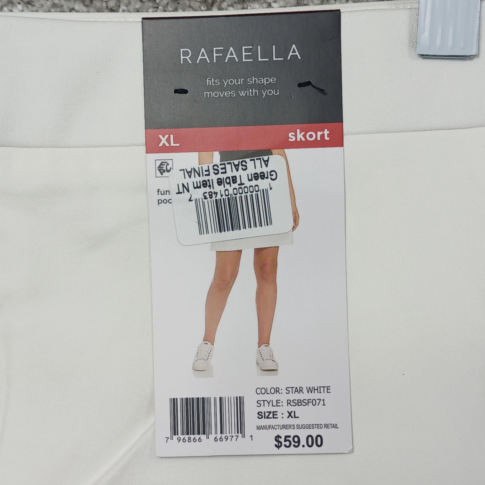 Rafaella Skort Womens XL White Golf Pull On Lined Stretch Pockets Athletic