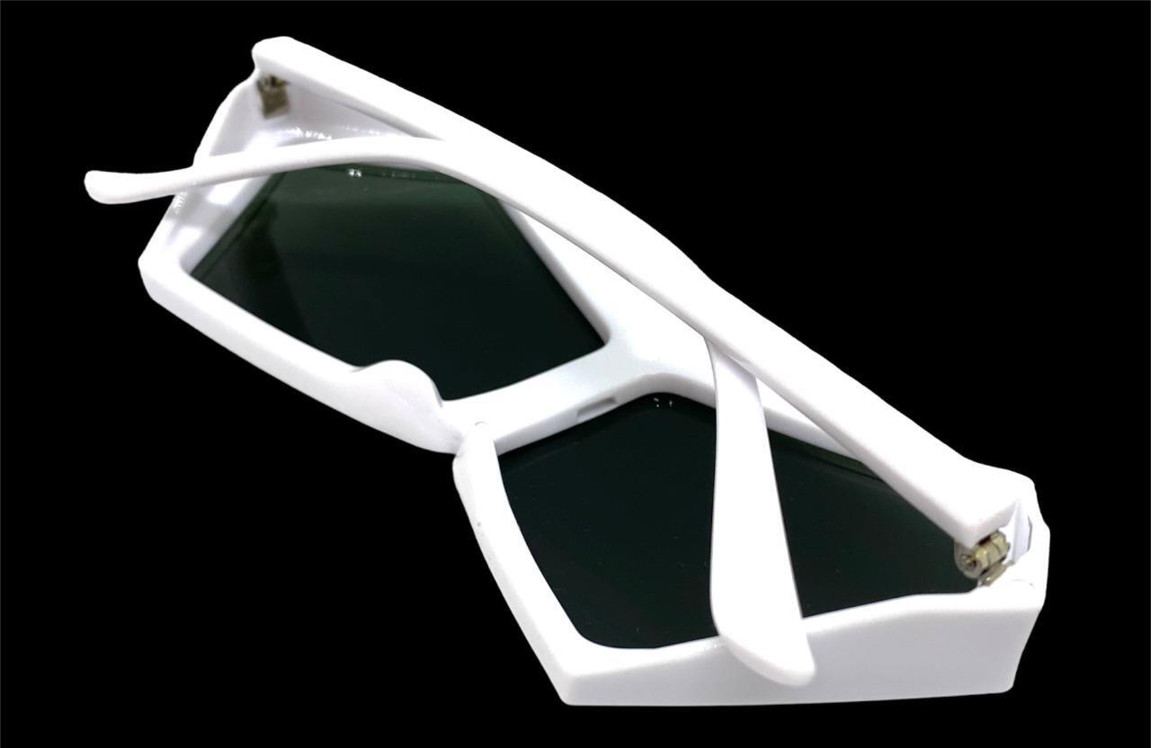 Futuristic Space Robot Modern Shield Party Raver DJ SUNGLASSES Funky White Frame