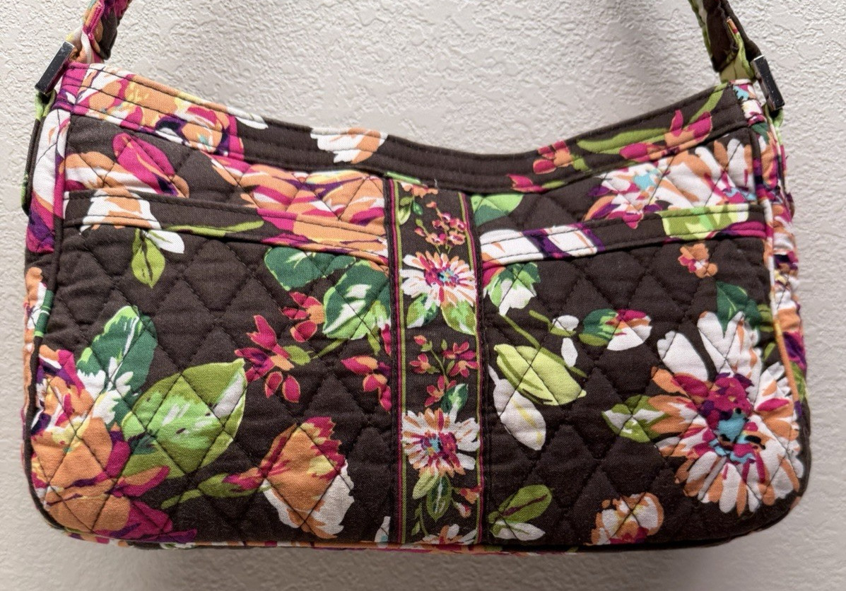 Vera Bradley English Rose Cassidy Quilted Purse Hand Bag Floral VGUC