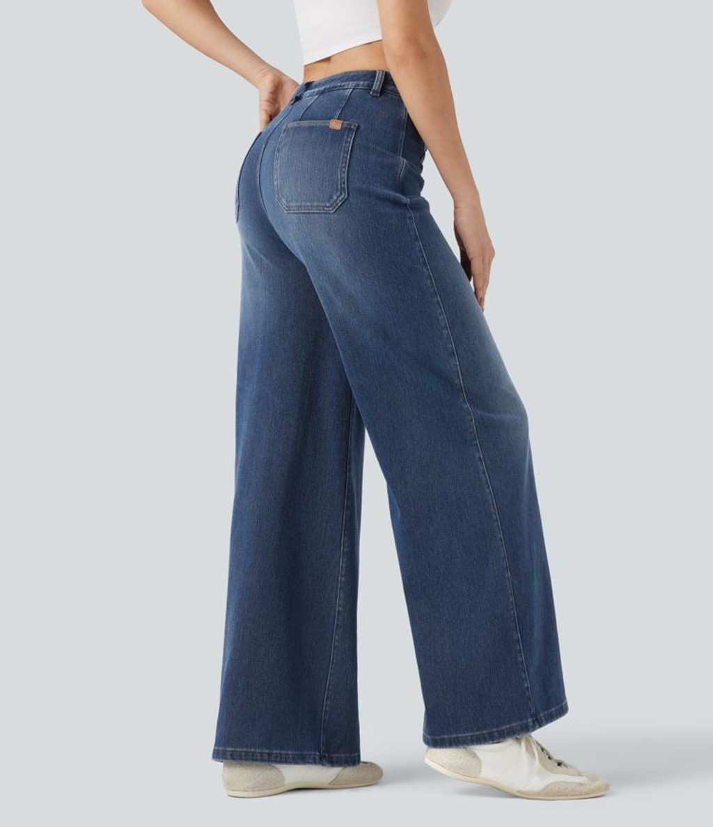 Halara Flex™ High Waisted Tummy Control Wide Leg Casual Jeans with Pockets SZ XL