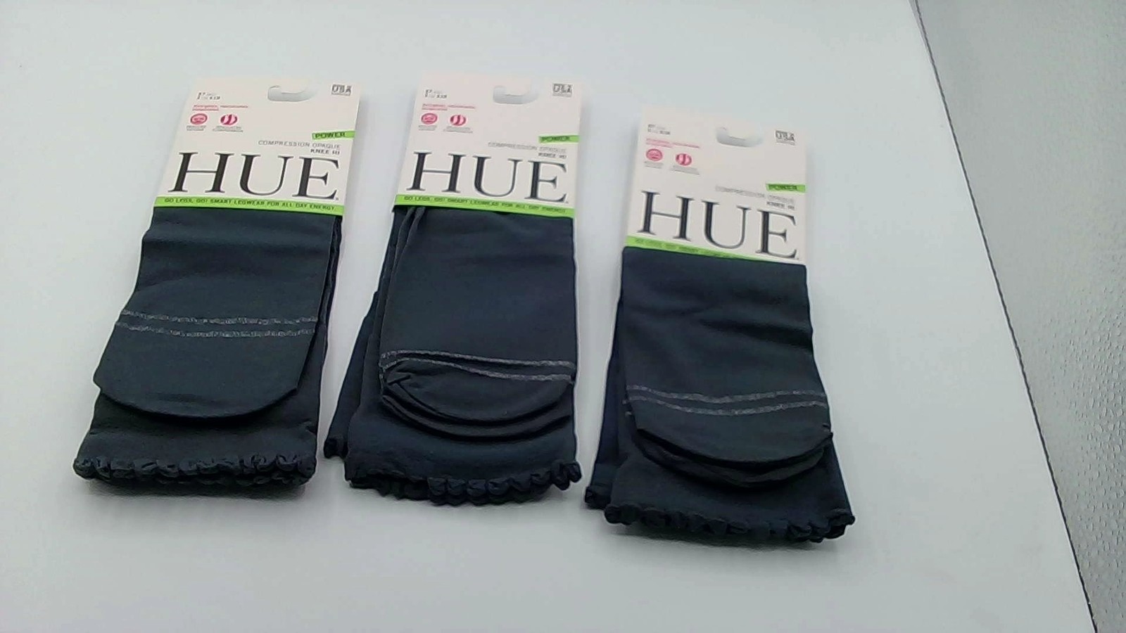 3 Pairs HUE Slate Blue Compression Opaque Knee Hi Compression Socks
