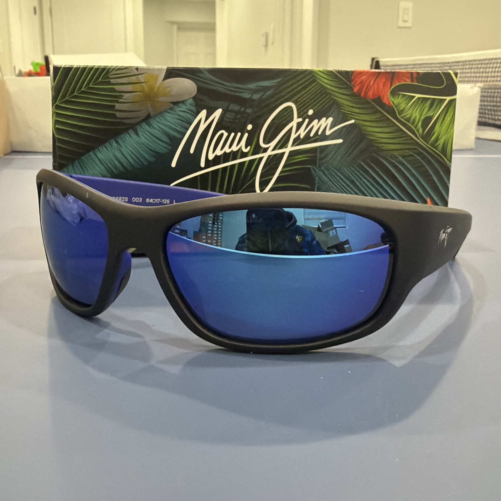 Maui Jim Maukele Men’s Polarized Black Rectangular Sunglasses / MJ0682S-003