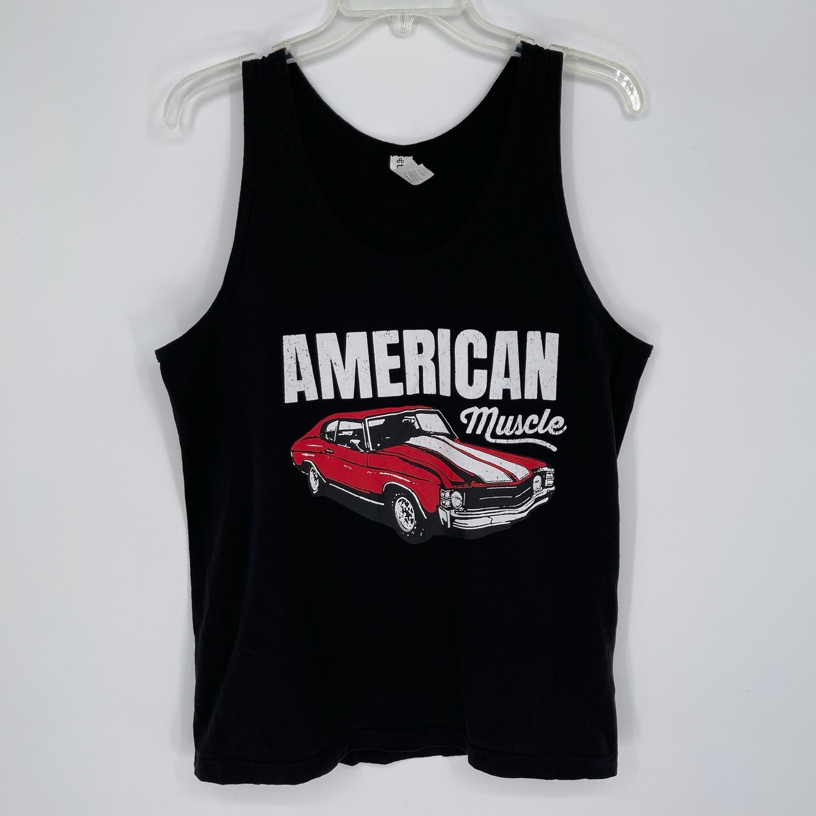 Tultex Men’s Black American Car Chevy Chevrolet Muscle Graphic Tank Top Size L