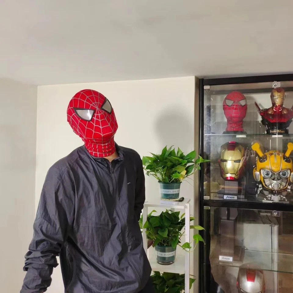 Craft 1:1 Spiderman Tobey Maguire Hood Mask 3D Headwear Adult Wearable Red/BL