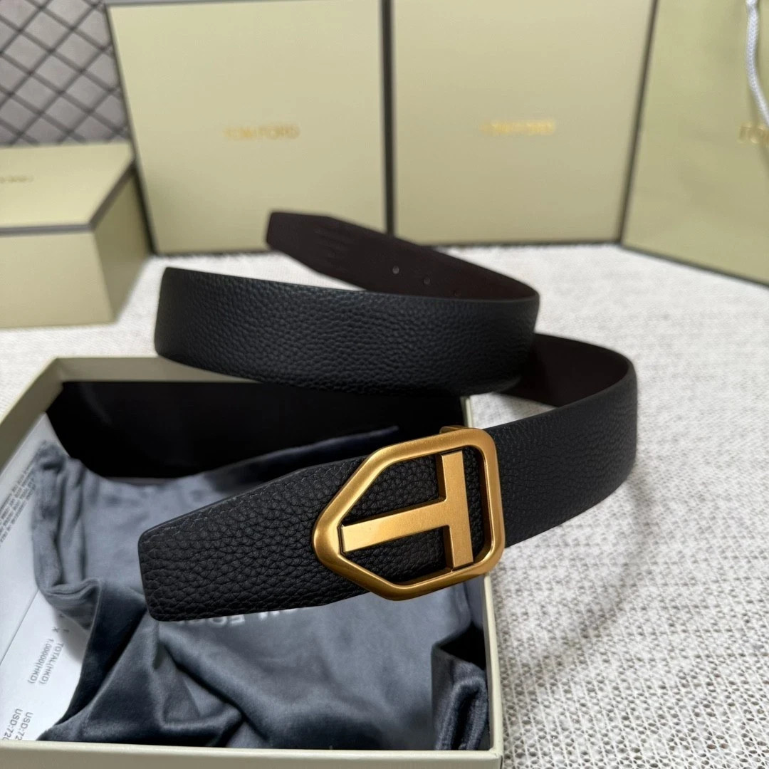 TOM FORD Black/ Brown Leather 38mm Belt New And Authentic