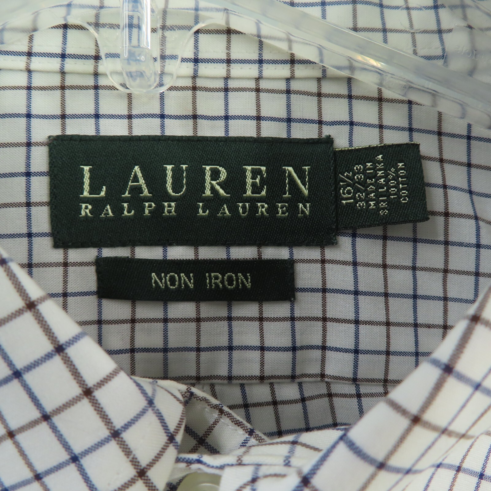 Lauren Ralph Lauren Shirt Mens Large 16.5 Black Brown Button Long Sleeve 34/35