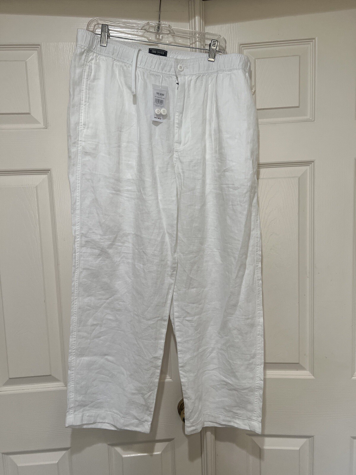 Todd Snyder Italian Linen Men’s Relaxed Leisure Beach Lagenlook White Pants XL
