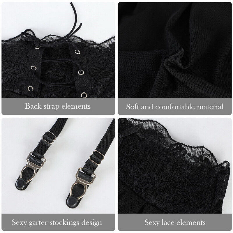 Women Sexy Lingerie High Waist Lace Suspender Belt Garter Stocking Sock Set new