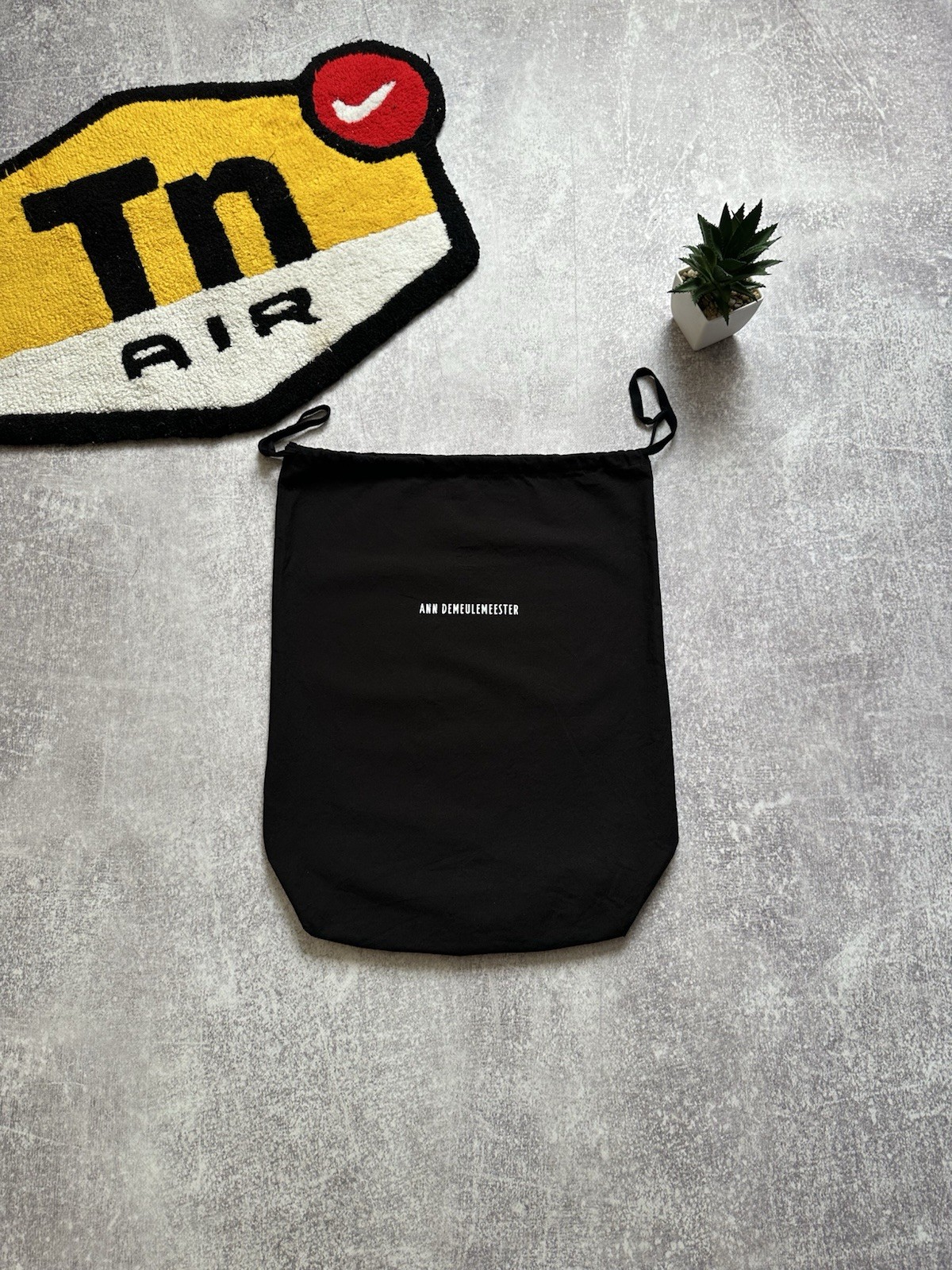 Ann Demeulemeester Black Drawstring Dustbag Shoe Bag Cotton Authentic Logo