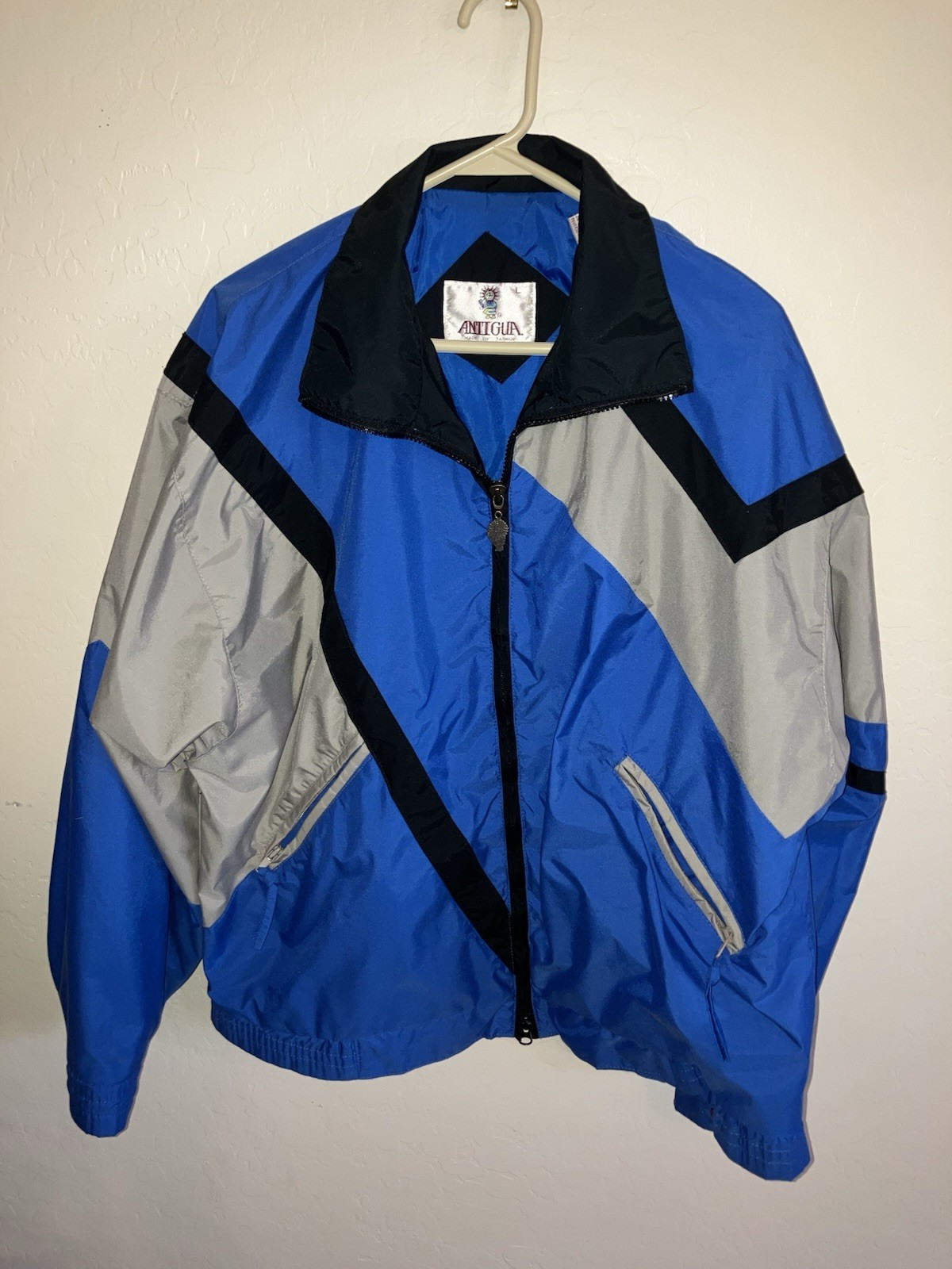 Antigua Men’s Grey/Blue/Black Jacket L Excellent Condition