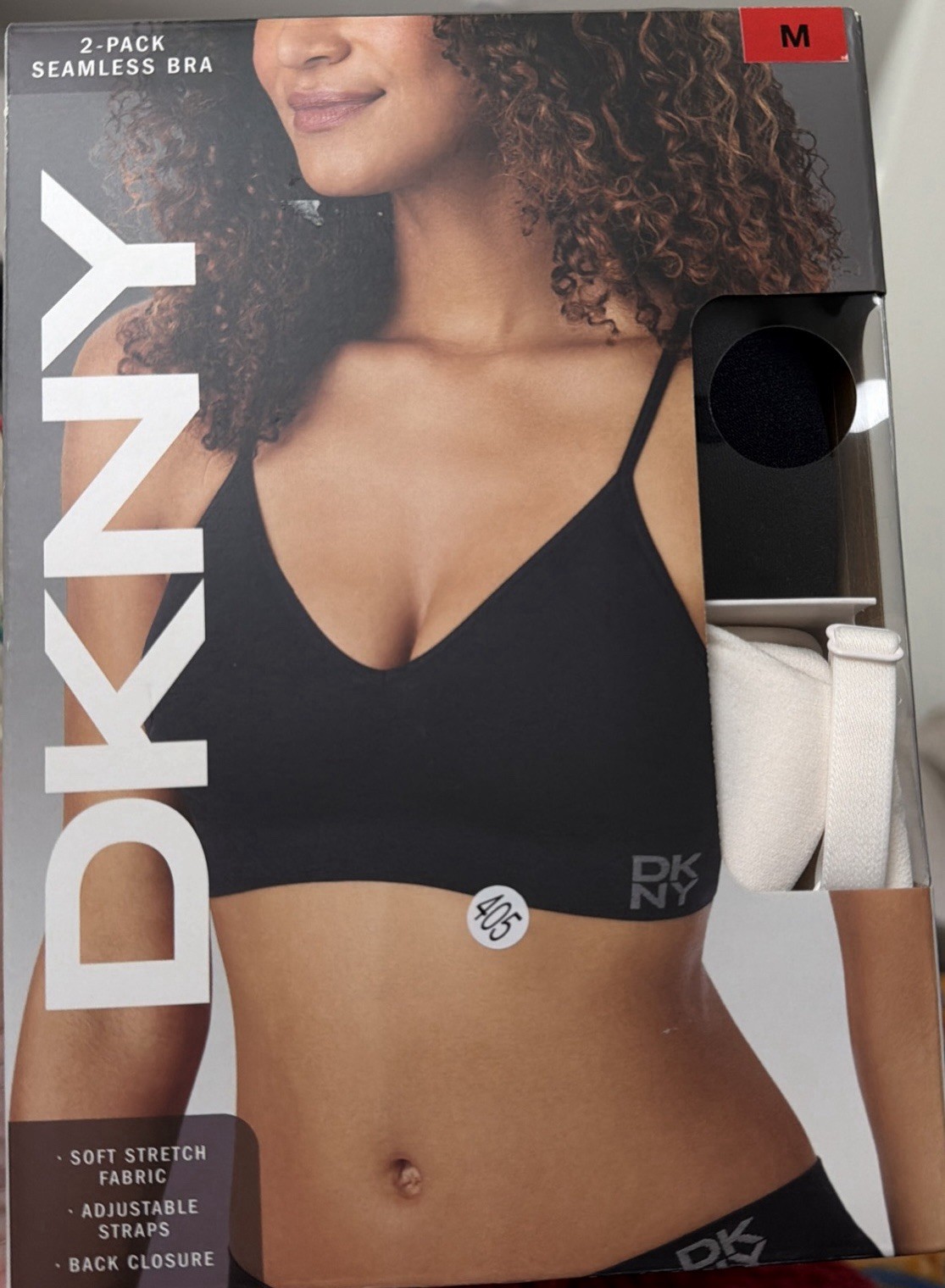 DKNY Women’s 2-Pack Seamless Bra, Black / Ivory , Size M Minimalist Staple