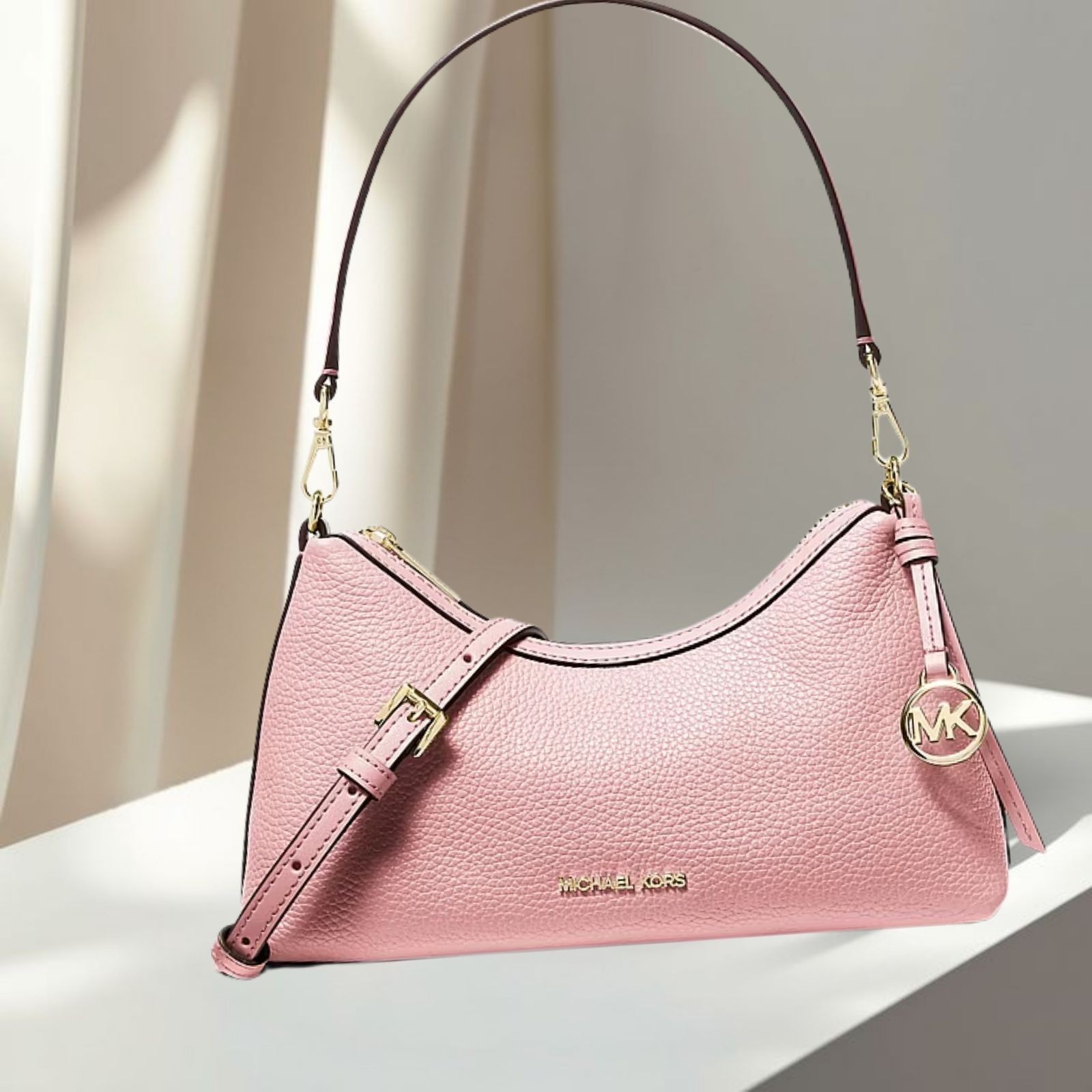 Michael Kors Sammy Women Small Leather Convertible Crossbody Bag Powder Blush