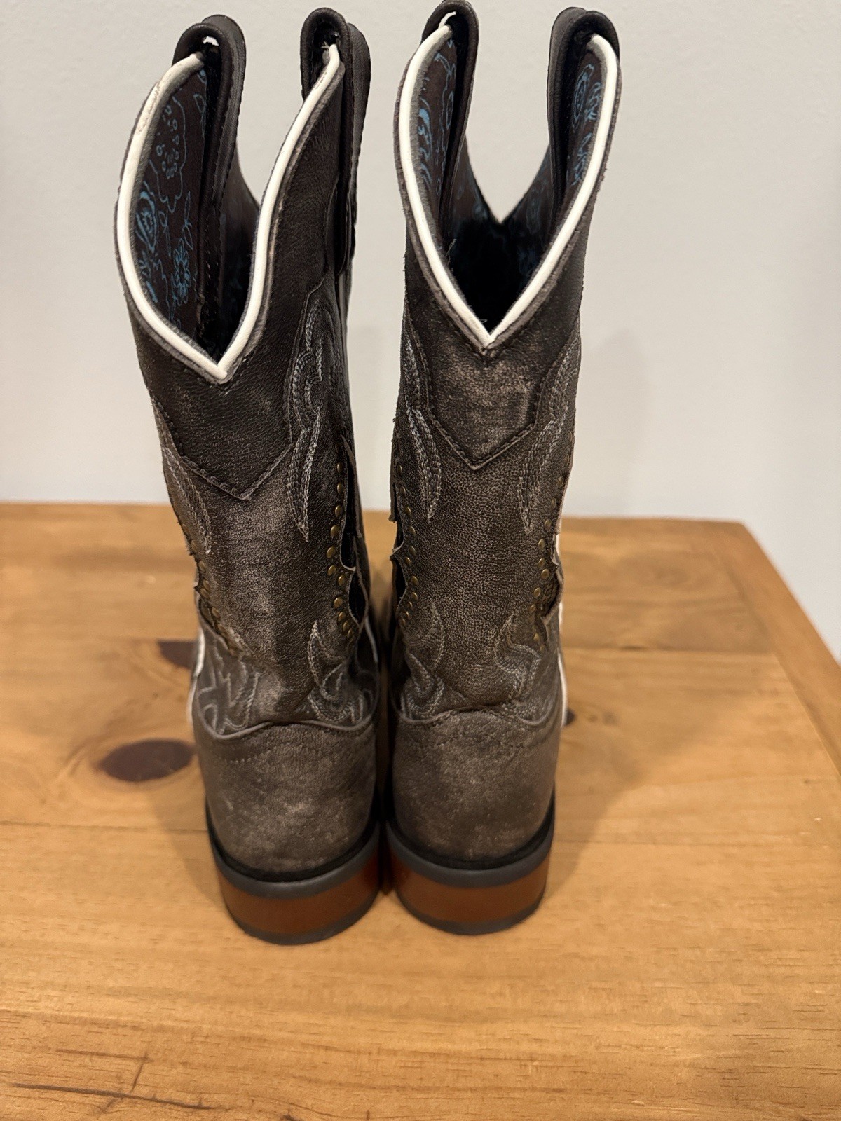 Laredo LA5660 Women’s Gray Leather Western Square Toe Mid-Calf Boots 9.5 B