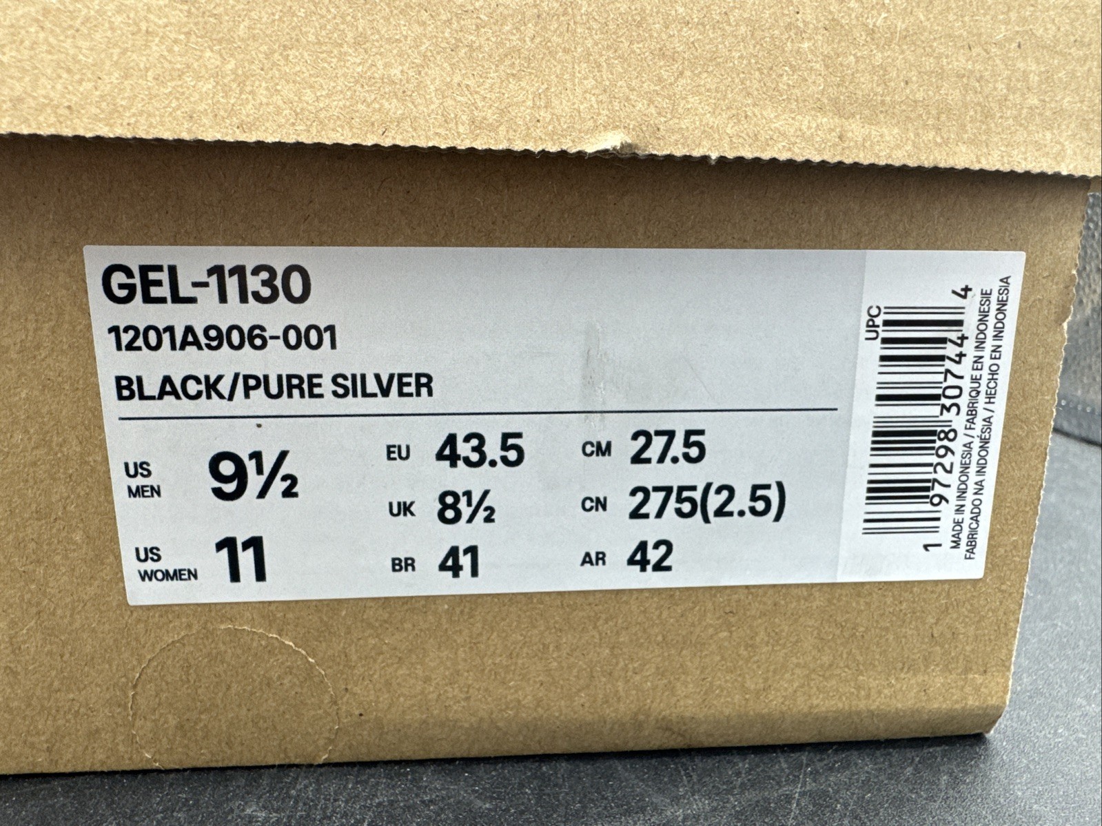 PICK SIZE – Asics Unisex Gel-1130 Black / Pure Silver Mesh Running Sneakers