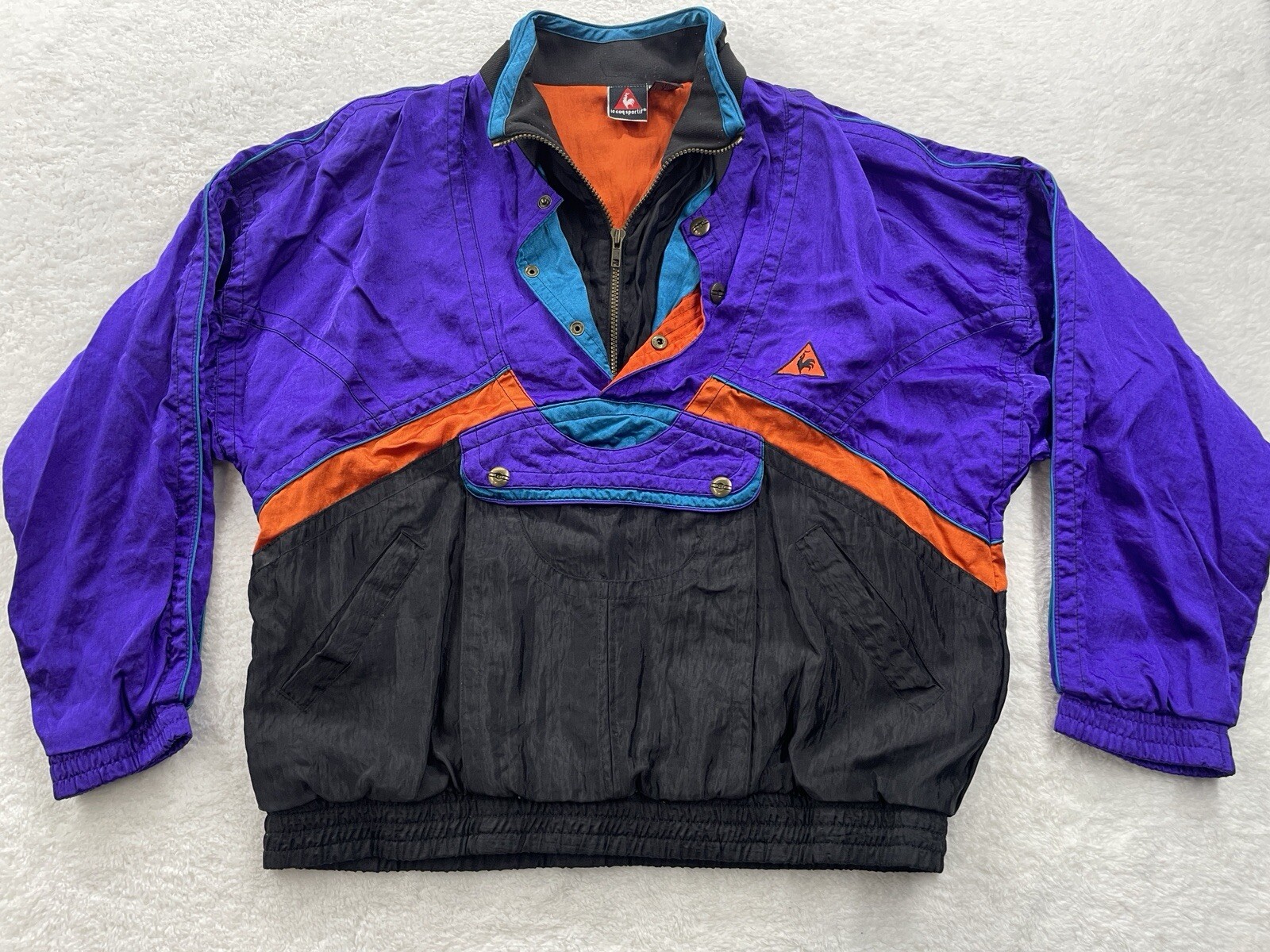 Vintage Le Coq Sportif Colorblock Windbreaker Jacket Mens M Purple 90s RN73349