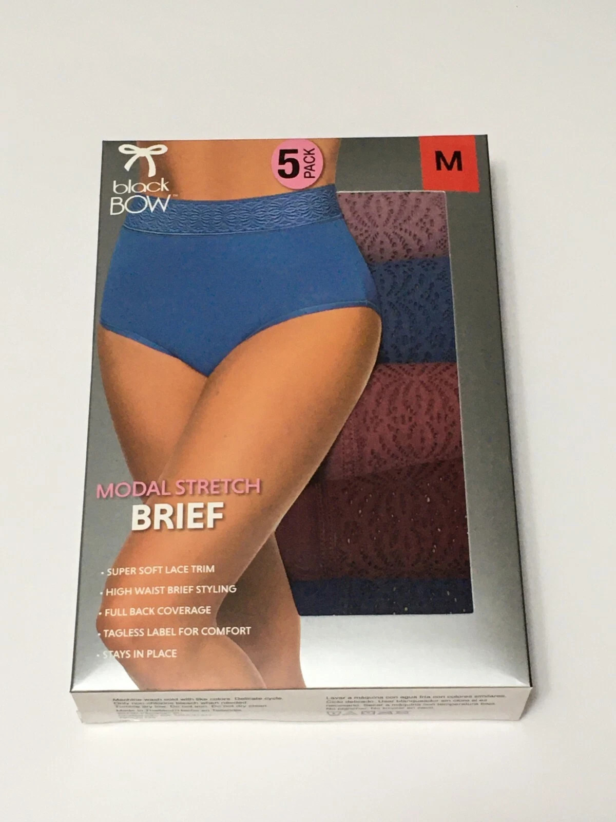 NEW Black Bow Women’s 5 Pack High Waist Modal Brief All Sizes!