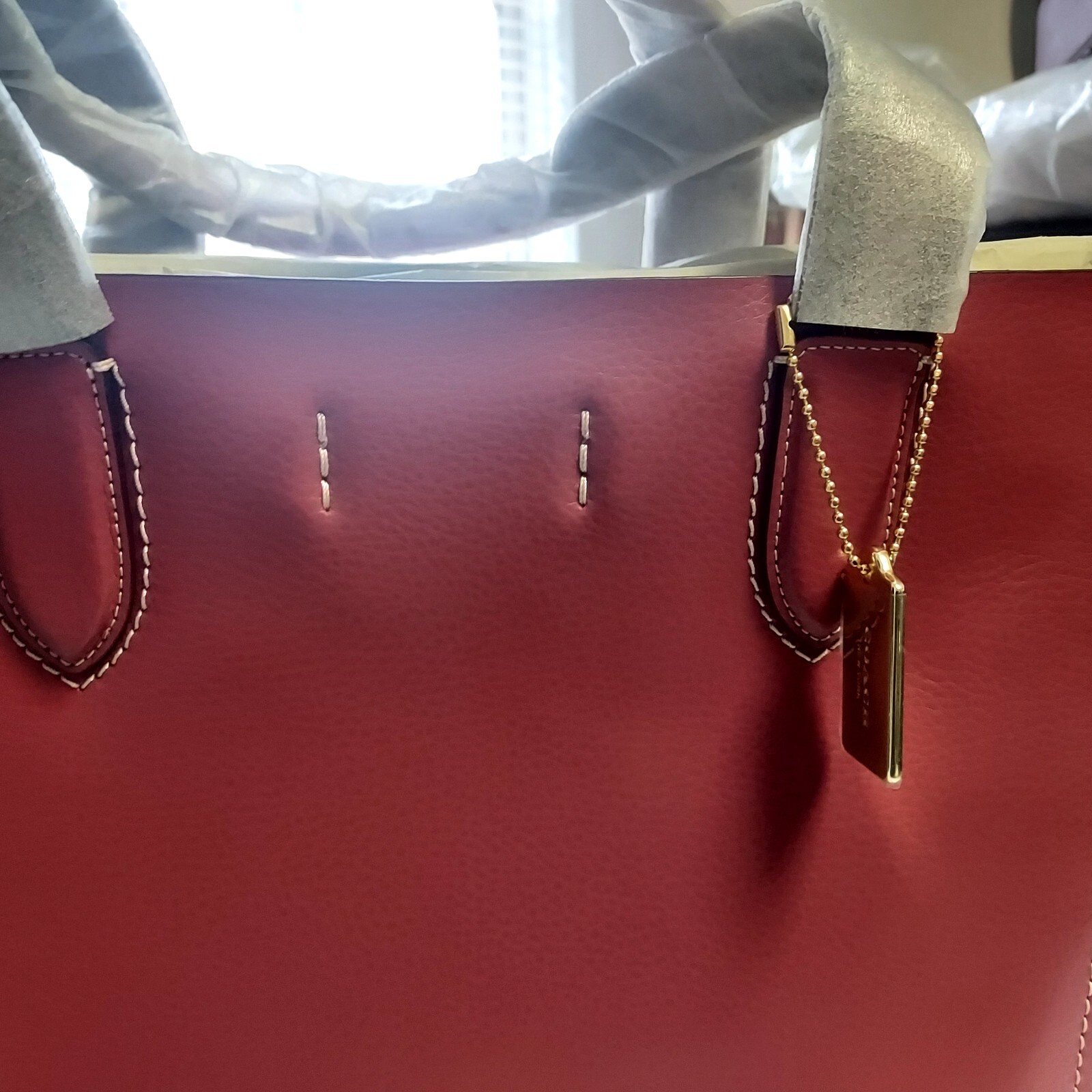 Coach 58660 Derby Tote Rouge Pink Pebbled Leather New