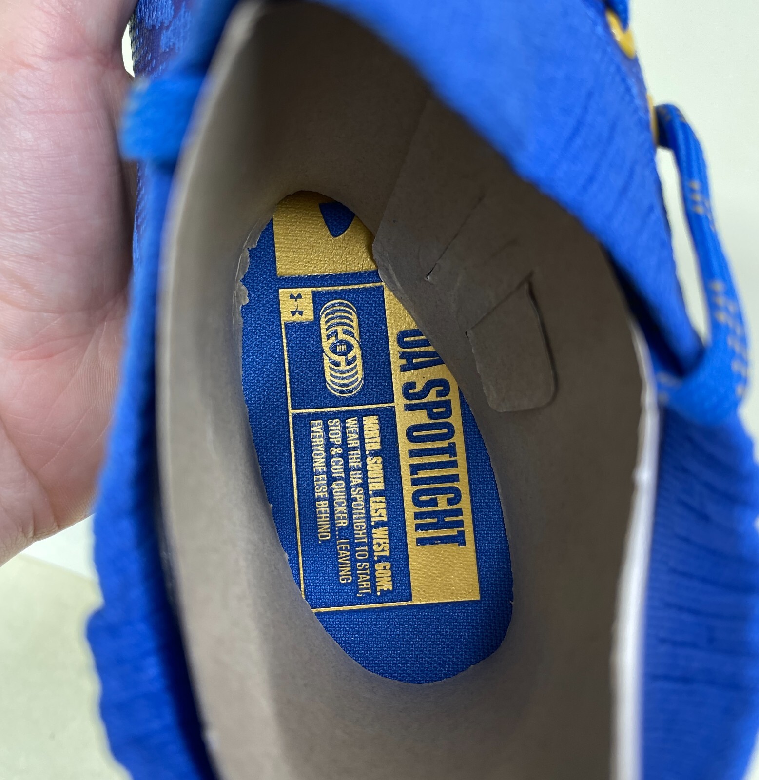 Under Armour Spotlight Lux MC Blue Gold Football Cleat Size 9.5-14 (3023960-403)